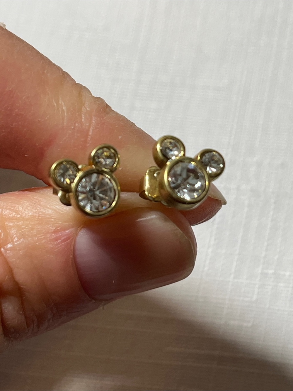 Avon Gold-Tone Crystal Mouse Stud Earrings Clear